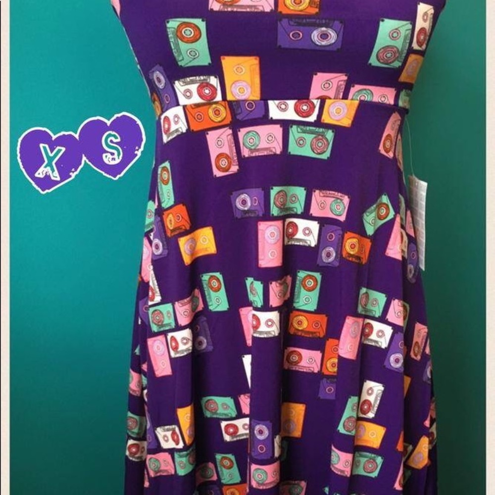 LuLaRoe XS Cassette Tapes Azure Skirt